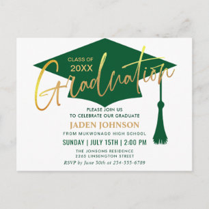 Modern Minimalist Graduation Party Invitation Postcard