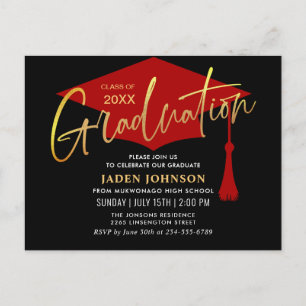 Modern Minimalist Graduation Party Invitation Postcard