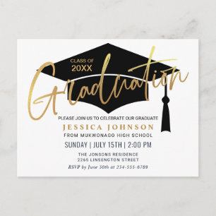 Modern Minimalist Graduation Party Invitation Postcard