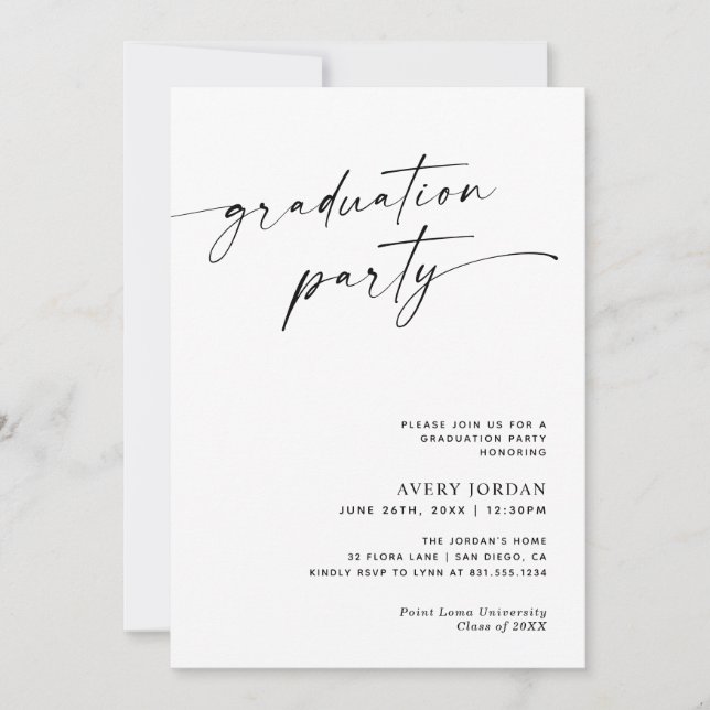 Modern Minimalist Graduation Party Invite (Front)