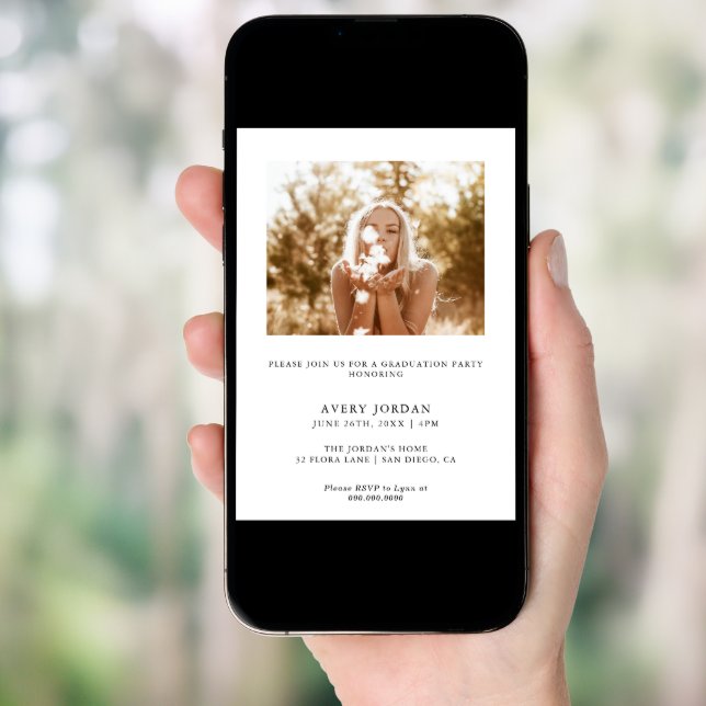 Modern Minimalist Graduation Party Invite (Front Digital)