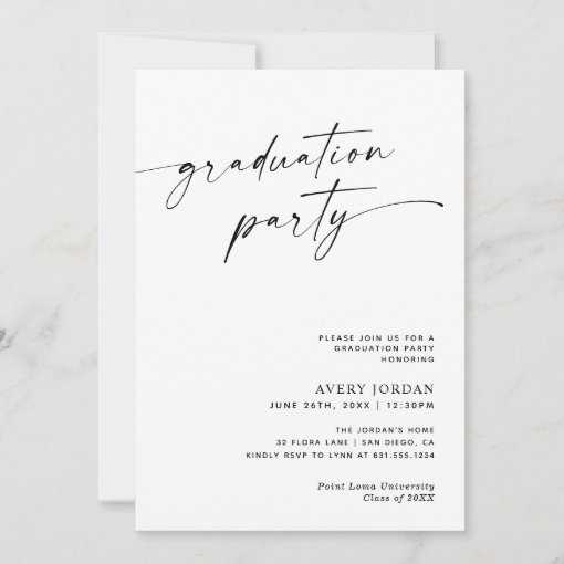 Modern Minimalist Graduation Party Invite | Zazzle