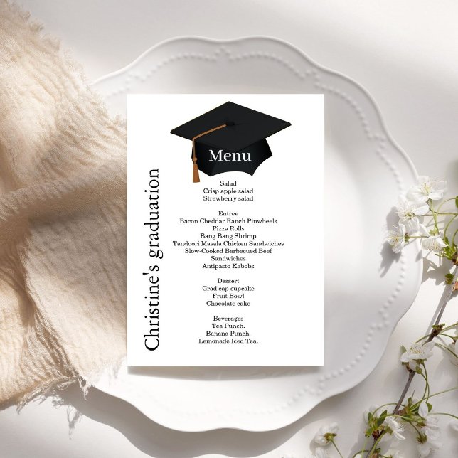 Modern Minimalist Graduation Party Menu Card (Creator Uploaded)