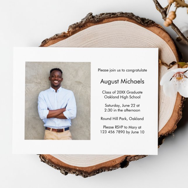 Modern Minimalist Graduation Party Photo Invitation (Creator Uploaded)