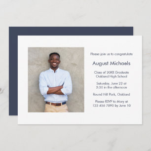 Modern Minimalist Graduation Party Photo Invitation