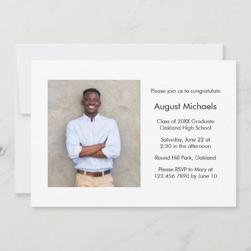 Modern Minimalist Graduation Party Photo Invitation