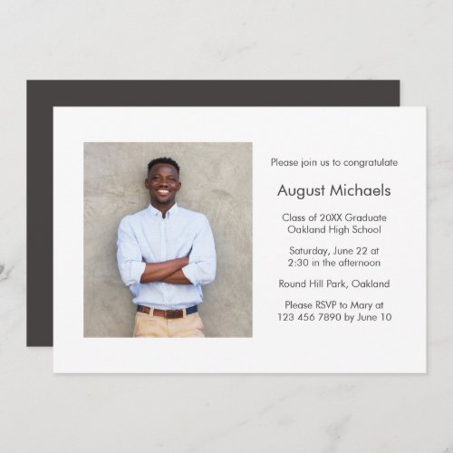 Modern Minimalist Graduation Party Photo Invitation