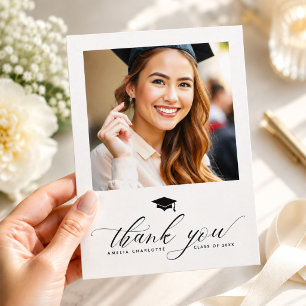 Modern Minimalist Graduation Party Photo Thank You Card