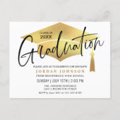 Modern Minimalist Graduation Party QR code Announcement Postcard (Front)