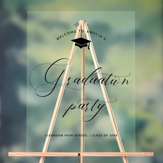 Modern Minimalist Graduation Party Welcome Acrylic Sign (Creator Uploaded)