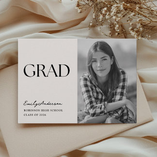 Modern Minimalist Graduation Photo Announcement