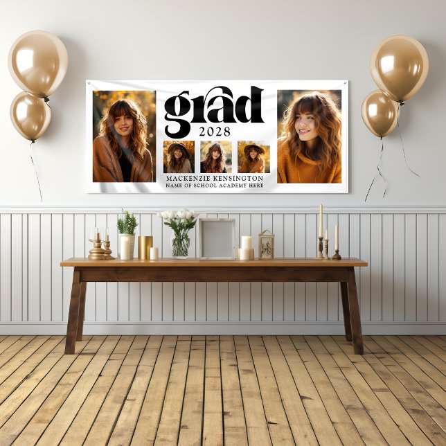 Modern Minimalist Graduation Photo Collage  Banner (Modern Minimalist Graduation Photo Collage Banner)