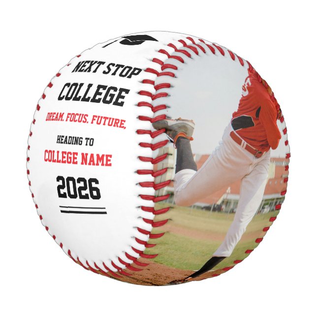 Modern Minimalist Graduation Senior Photo Baseball (Angled)