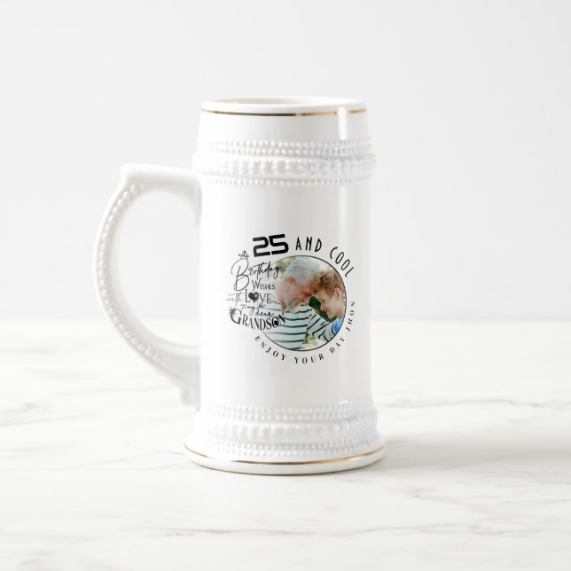 Modern Minimalist Grandson Birthday Beer Stein (Left)