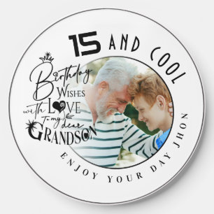 Modern Minimalist Grandson Birthday Wireless Charger
