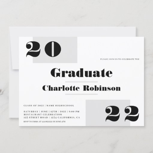 Modern Minimalist Gray 2 Photos Graduation Invitation 