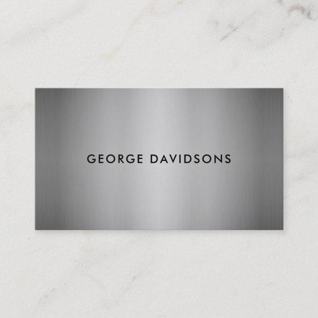 Modern minimalist gray brushed metal professional  business card (Front)