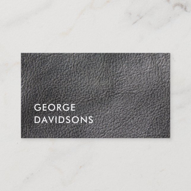 Modern minimalist gray faux leather professional business card (Front)