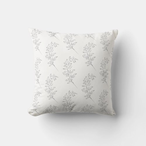 Modern Minimalist Gray Fig Leaf Throw Pillow