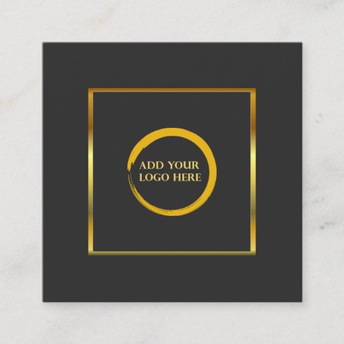 Modern minimalist gray gold simple add your logo square business card