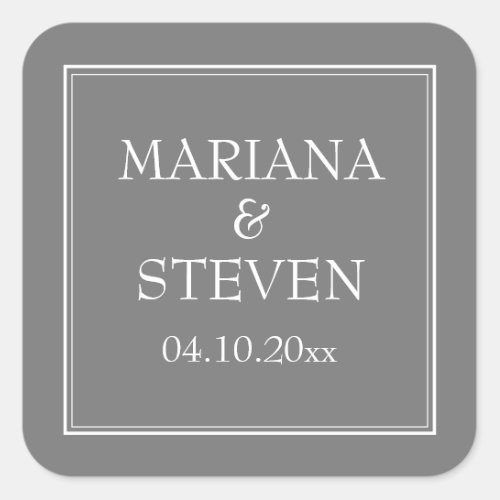 Modern Minimalist Gray Grey Square Sticker