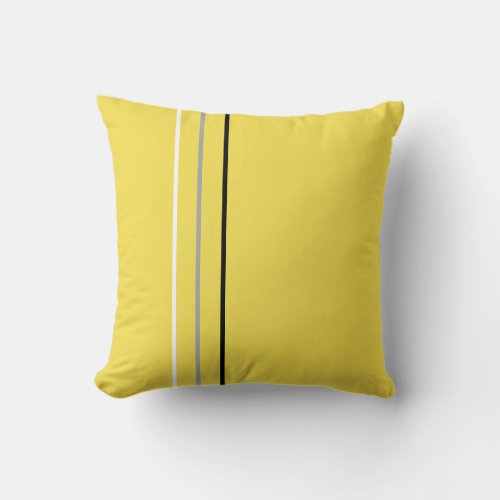 Modern Minimalist Gray Line Yellow Throw Pillow