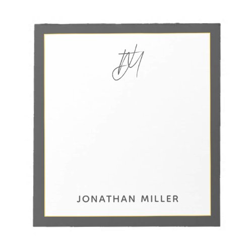 Modern Minimalist Gray Monogram Notepad