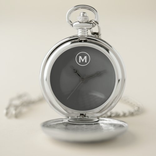 Modern Minimalist Gray Monogram Pocket Watch