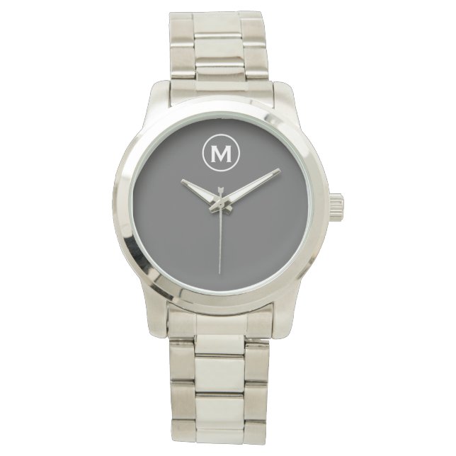 Modern Minimalist Gray Monogram Watch (Front)