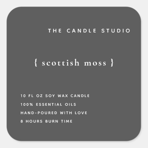 Modern Minimalist Gray Packaging Candle Cosmetics Square Sticker