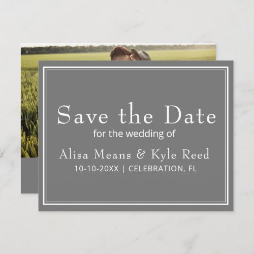 Modern Minimalist Gray Photo Save the Date