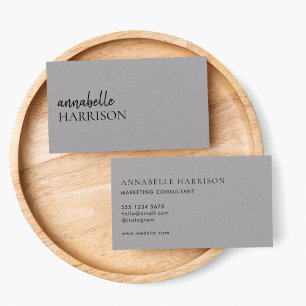 Modern Minimalist Gray Professional Script Business Card