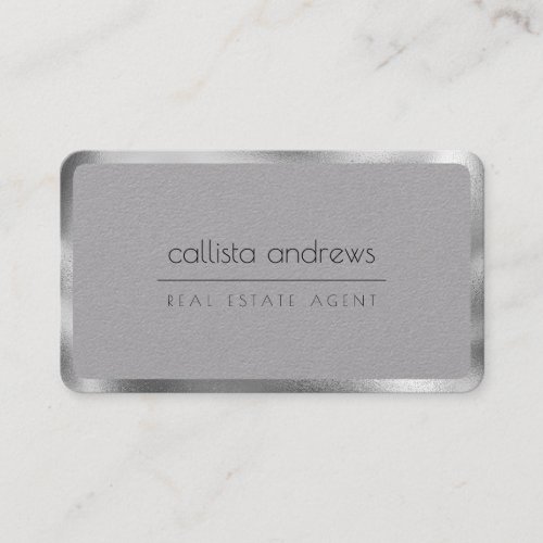 Modern Minimalist Gray Silver Border Professional Business Card