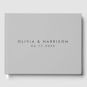 Modern Minimalist Gray Simple Wedding Guest Book
