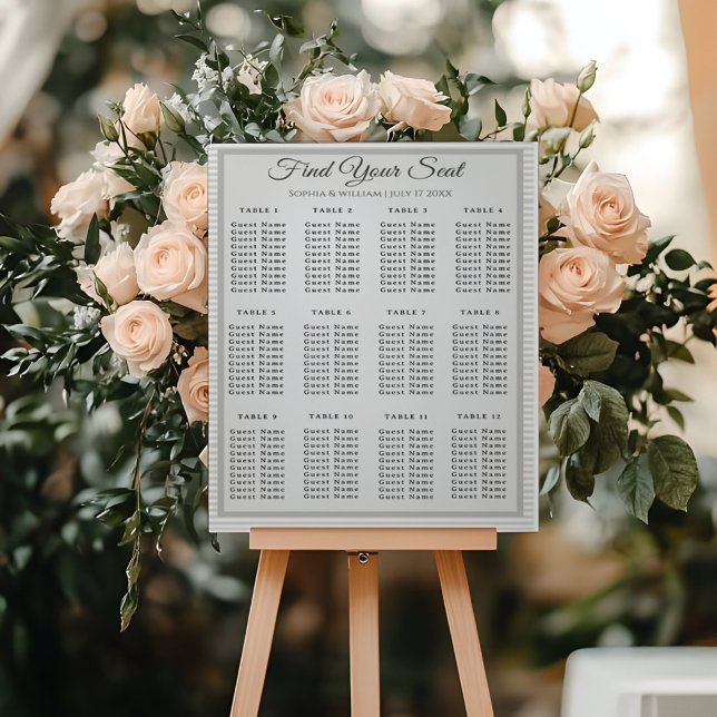 Modern Minimalist Gray Striped Wedding Seating Cha Acrylic Sign (Creator Uploaded)
