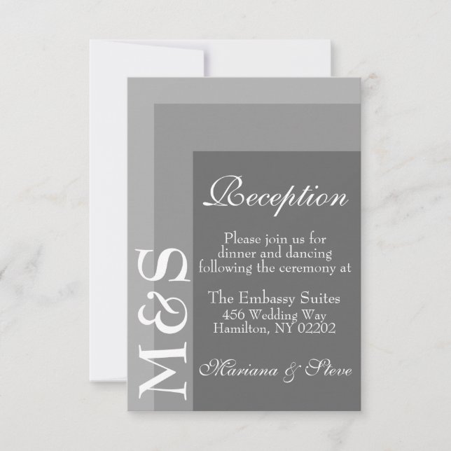 Modern Minimalist Gray Wedding Reception Card (Front)