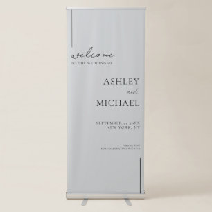Modern Minimalist Gray Welcome Wedding Retractable Banner