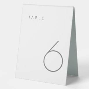 Modern Minimalist Gray & White Table Number Table  Table Tent