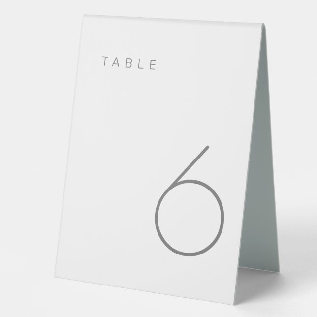 Modern Minimalist Gray & White Table Number Table  Tent (Front)