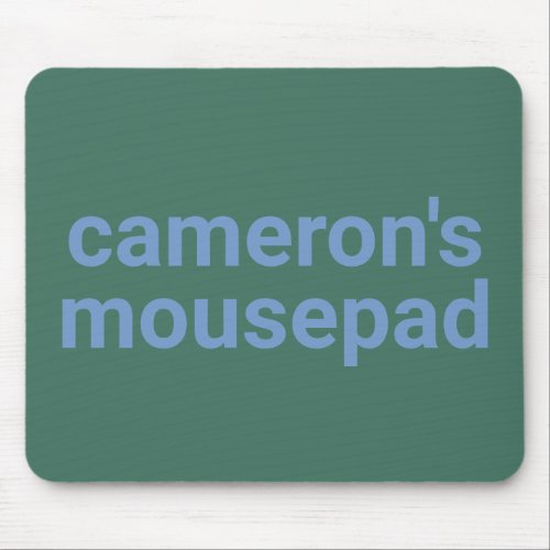 Modern Minimalist Green Blue Name and Label Mouse Pad