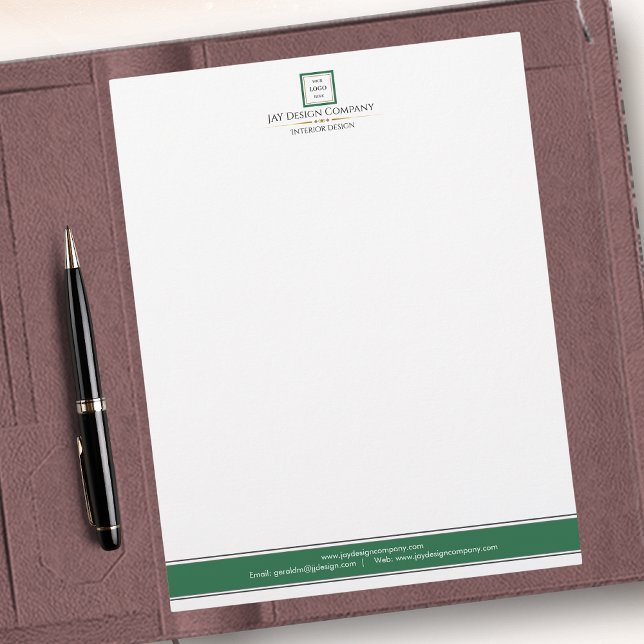 Modern Minimalist Green Border Business Logo Letterhead (Creator Uploaded)