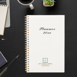 Modern Minimalist Green Border Logo Business Planner