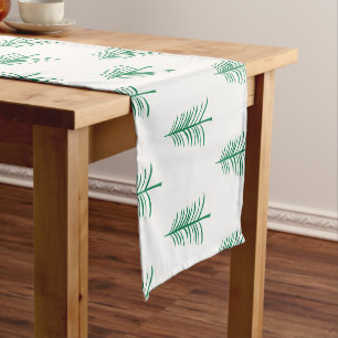 Modern Minimalist Green Christmas Tree Short Table Runner