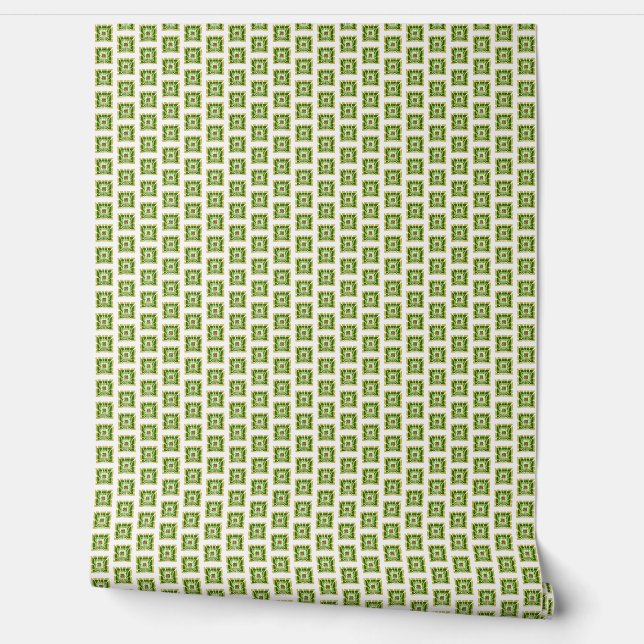 Modern minimalist green fusion botanical  wallpaper  (Unrolling)