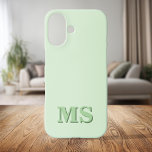 Modern Minimalist Green Initial Monogram iPhone 16 Case<br><div class="desc">Create your own personalized iPhone Case with custom initial name in modern minimalist typography. Available in a variety of colors and styles.</div>