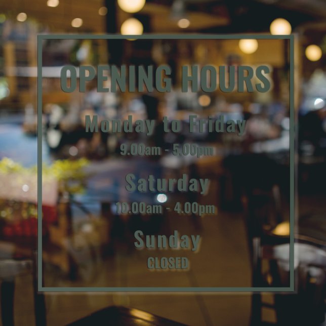 Modern Minimalist Green Opening Hours Sign (Creator Uploaded)