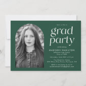Modern Minimalist Green Photo Graduation Party Invitation (Front)