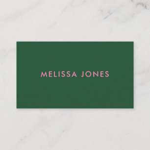 Modern Minimalist Green Pink Professional Business Card