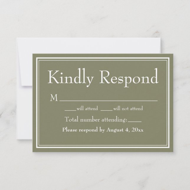Modern Minimalist Green RSVP Card (Front)