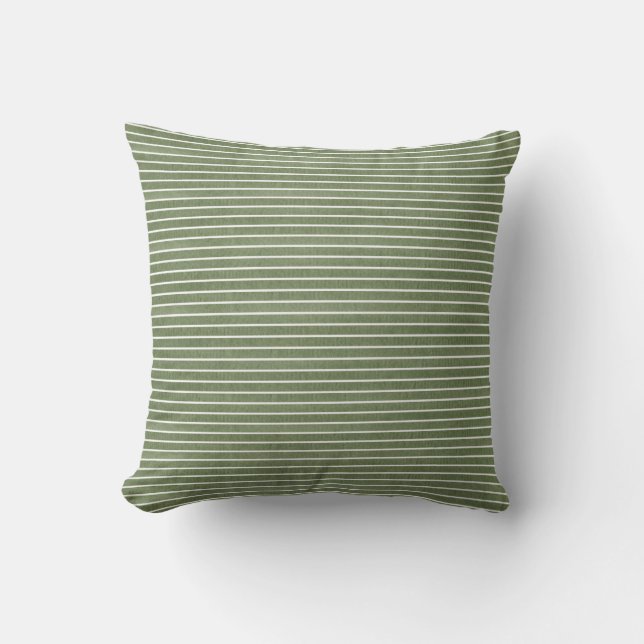Modern Minimalist Green Rustic Stripes  Throw Pillow (Front)